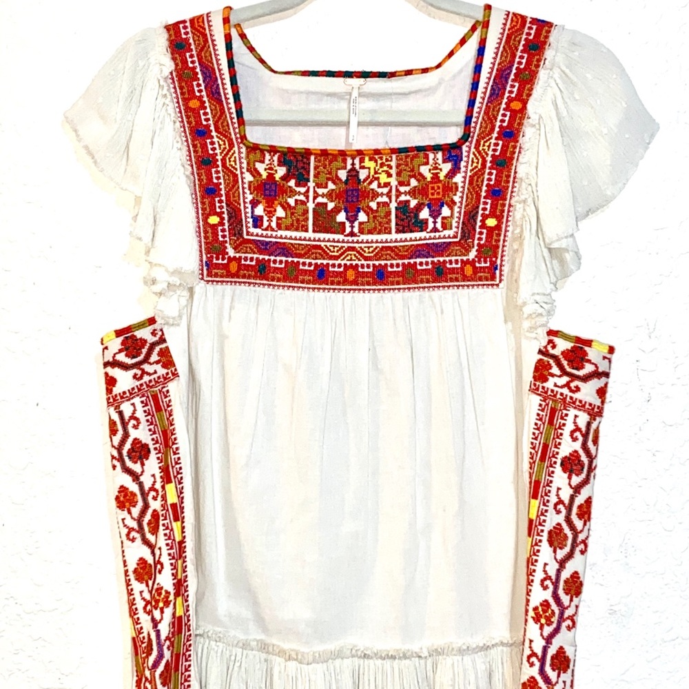 NWT Free People Day Glow Mini White Sand Dress. S - Picture 9 of 13